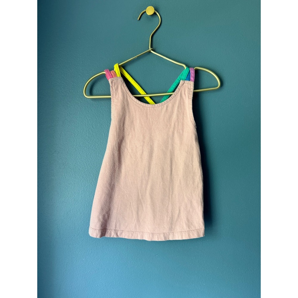 Mini Boden Girls Pink Rainbow Strappy Tank Top Size 4-5Y 110cm Cotton Sleeveless